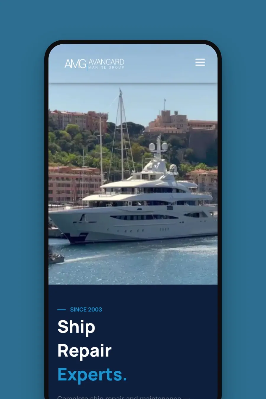 Avangard Marine – svetainė telefone