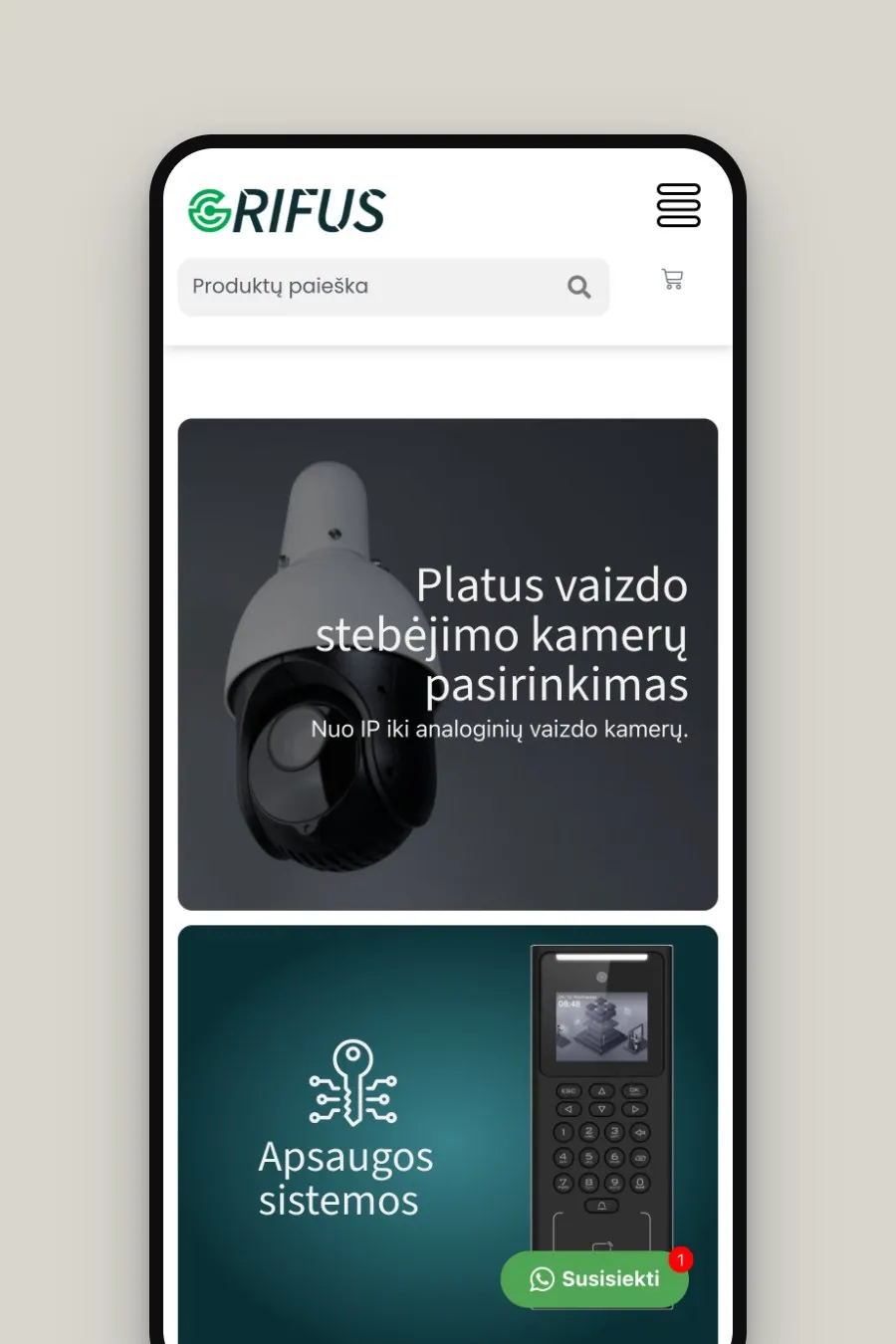 Grifus – svetainė telefone
