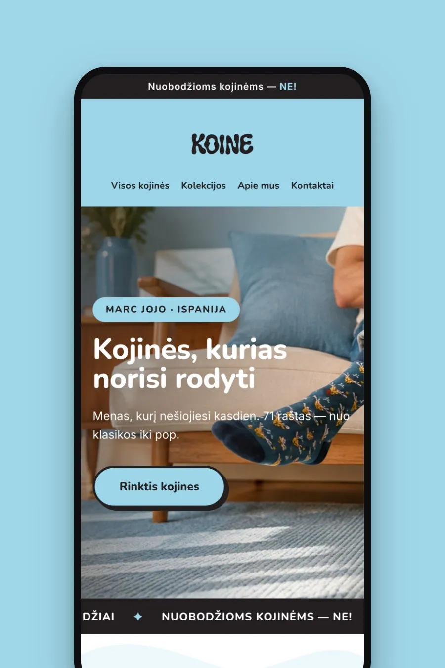 Koine – svetainė telefone