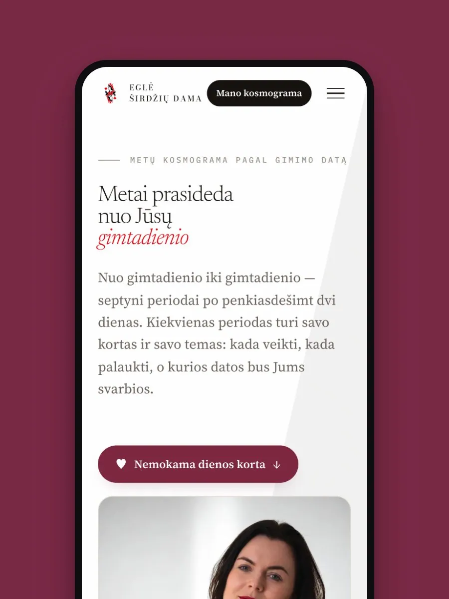 Širdžių dama – svetainė telefone